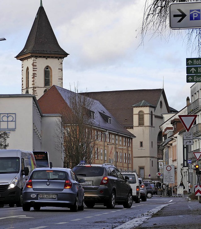 Der Aicheleknoten im Sden der Lrracher Innenstadt bleibt umstritten.   | Foto: Peter Gerigk