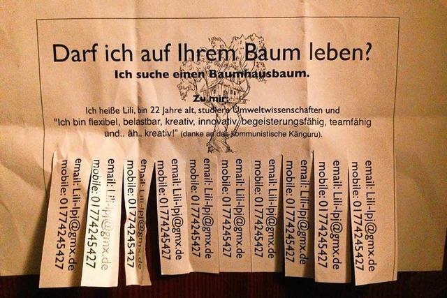 Freiburger Studentin sucht nach einem Baum fr ihr Baumhaus
