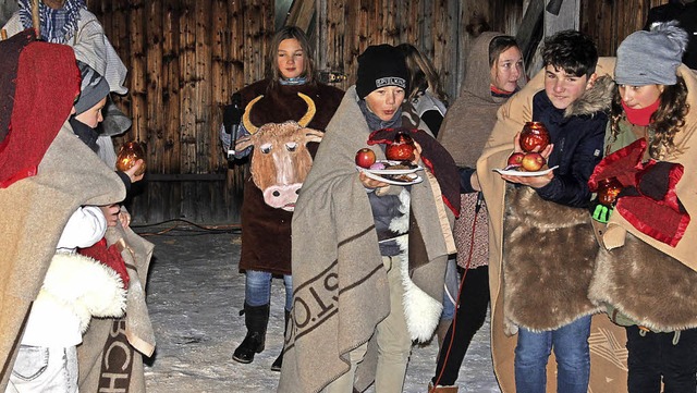 Ochs und Esel erbarmen sich der bibber...en Decken und sanftes Kerzenlicht mit.  | Foto: Cornelia Liebwein