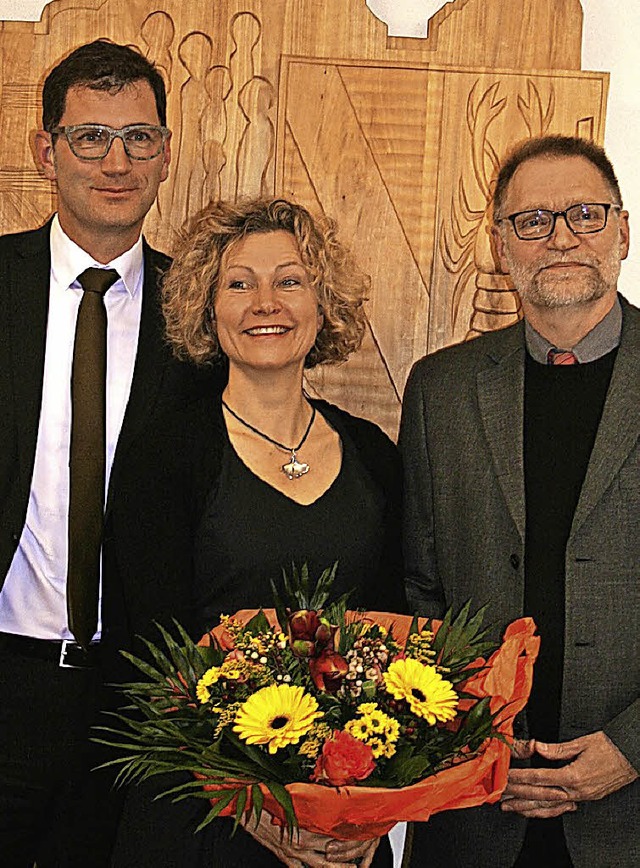 Lars Brgner (links), Ehefrau Beate Gr...ers Stellvertreter Thomas Schonhardt.   | Foto: Kunz