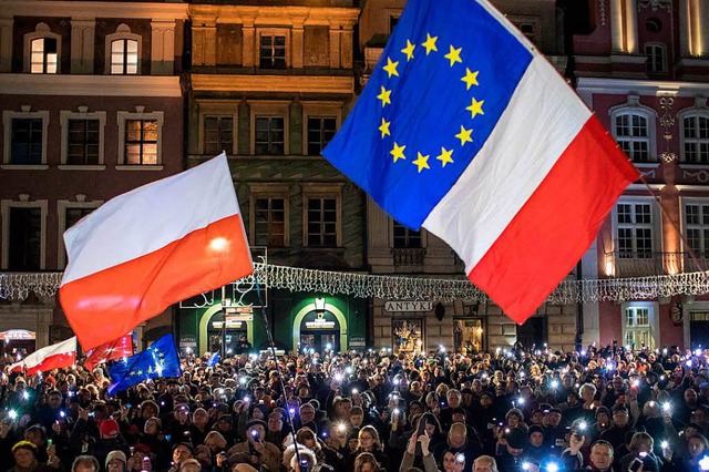 Proteste in Polen wegen der jngsten Justiz-Reform.  | Foto: dpa