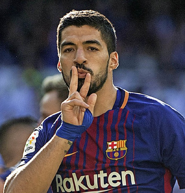 Erzielte den Fhrungstreffer Fr Barcelona: Luis Suarez.   | Foto:  DPA