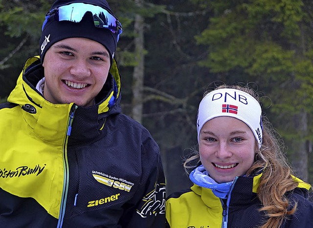 Milena Maier (rechts)  und   Leopold Hensler sprinteten in Schnwald zum Sieg.   | Foto: junkel