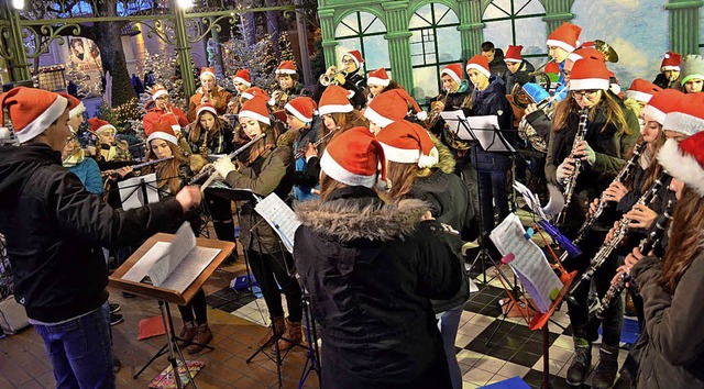 Das Jugendblasorchester der Musikschule  beim Auftritt in Rust   | Foto: Privat