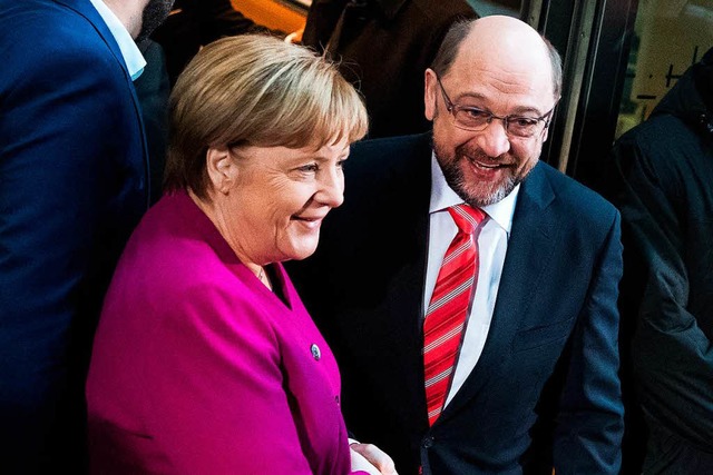 Kanzlerin  Merkel und SPD-Chef Schulz  | Foto: dpa