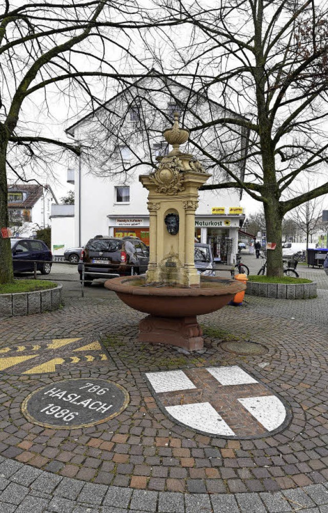 Rund um den Haslacher Dorfbrunnen soll...m-Wohnungen (Hintergrund) erweitert.    | Foto: Thomas Kunz