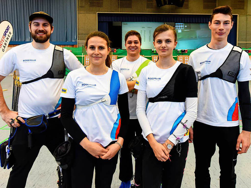 Die zweite Mannschaft aus Sdbaden in der ersten Bundesliga, der BC Villingen-Schwenningen, von links: Dominic Glz, Milena Ziegler, Florian Faber, Sarah Reincke und Nico Schiffhauer