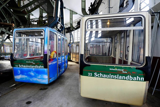 Die Gondeln der Schauinslandbahn bleiben wegen Sturm im Depot.  | Foto: Ingo Schneider