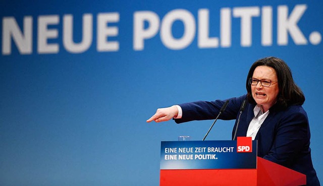 Andrea Nahles beim auerordentlichen SPD-Parteitag in Bonn.  | Foto: AFP
