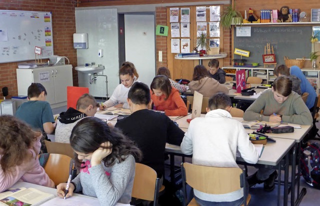 Die 9. Klasse der Gemeinschaftsschule ...nsiv auf den Hauptschulabschluss vor.   | Foto: Schule