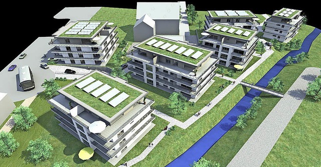 Viel Grn wird das neue Quartier &#822...adt&#8220; im Herzen Kanderns prgen.   | Foto: Zvg