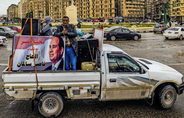 Sie drfen noch Wahlwerbung machen: Un...sident Abdel Fattah al-Sisi in Kairo.   | Foto: AFP