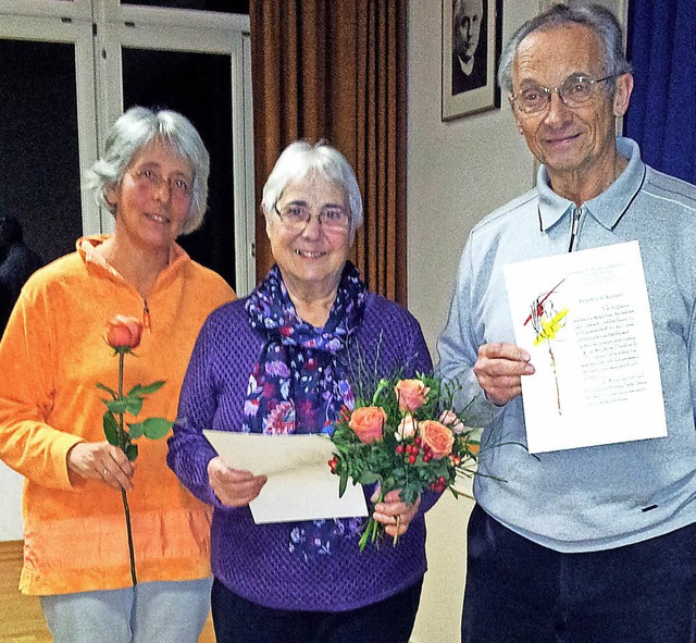 Ehrungen im Kirchenchor Schopfheim (vo...rmann (25 Jahre), Martina Rettig (10)   | Foto: privat