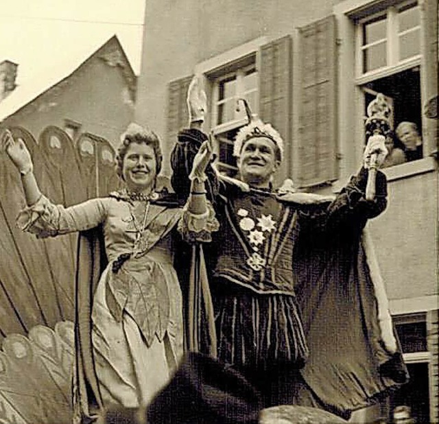 Prinz und Tabakknigin beim Fasentumzug 1959 in Rust.   | Foto:  HANFRZI