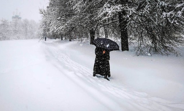 Die Moskauer sind strenge Winter gewh...iel Schnee haben auch sie zu kmpfen.   | Foto: afp
