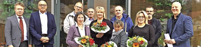 Brgermeister Wiener, Jrgen Teichman...oris Teichmann (rechts) gratulierten.   | Foto:  zVg