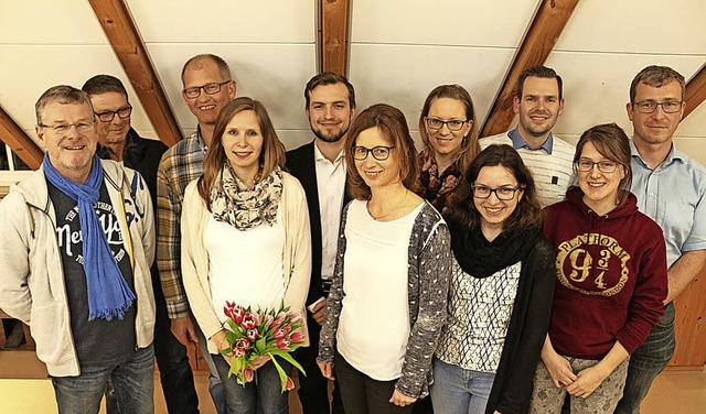 Das Vorstandsteam der Werkkapelle Gte...e, da sie Familiennachwuchs erwartet.   | Foto: Karin Heiss