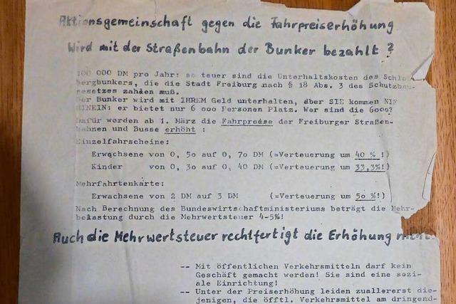 Mit diesem Flugblatt wurde 1968 zur Demo gegen die Fahrpreiserhhung aufgerufen