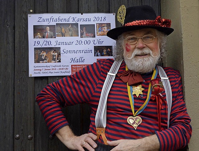 Aus der Karsauer Fasnacht nicht wegzudenken: Rolf Hnicke   | Foto: Gollin