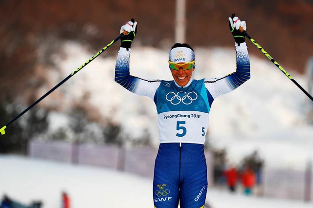 Skilangluferin Charlotte Kalla aus Sc... Winterspiele in Pyeongchang gewonnen.  | Foto: AFP