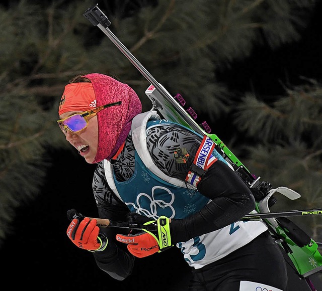 Mit unbndigem Siegeswillen lief Laura...eier in Pyeongchang zur Goldmedaille.   | Foto:   AFP