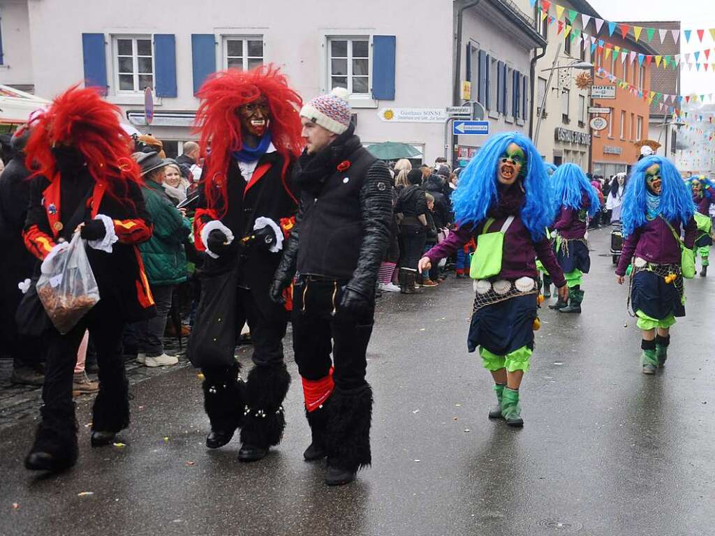 Selbst Regen und Klte knnen echte Narren nicht vom Feiern abbringen. Der Kanderner Umzug war bunt wie eh und je und fand wieder groen Anklang.