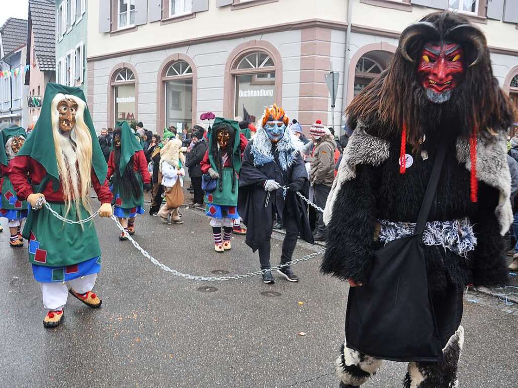 Selbst Regen und Klte knnen echte Narren nicht vom Feiern abbringen. Der Kanderner Umzug war bunt wie eh und je und fand wieder groen Anklang.