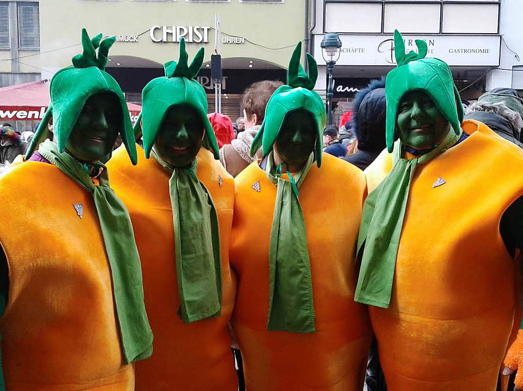 Ein Gruppenkostm der anderen Art: Die vier Karotten waren gerne bereit, sich fotografieren zu lassen.