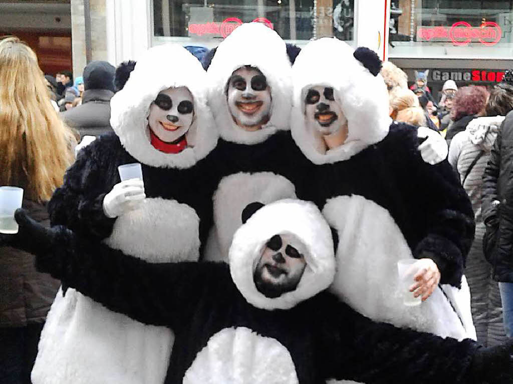 Normalerweise sind Pandas Einzelgnger – nicht jedoch am Rosenmontag.