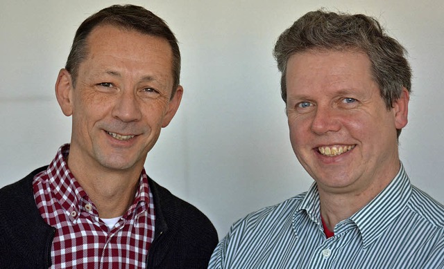 Klaus Geese und Christian Leitherer wo...r den Partnerschaftsverein gewinnen.   | Foto: Lauber