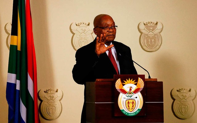 Sdafrikas Prsident Jacob Zuma verkn... Pretoria seinen sofortigen Rcktritt.  | Foto: AFP