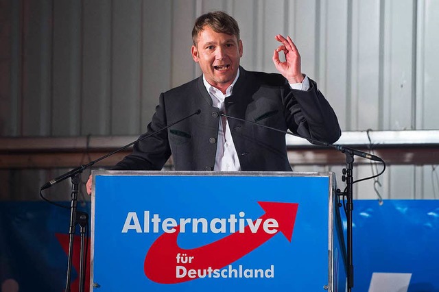 Andr Poggenburg, Vorsitzender der AfD...en Aschermittwoch der schsischen AfD.  | Foto: dpa