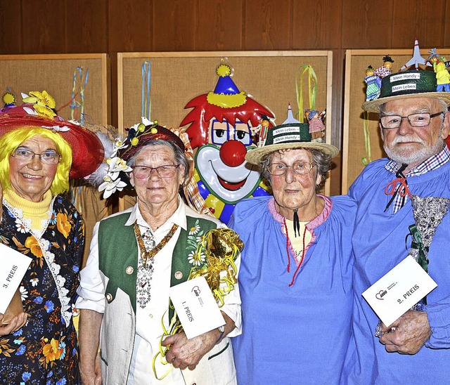 Die drei originellsten Fasnachts-Kopfb...r Lisa und Willi Reinhardt (2. Preis).  | Foto: Georg Diehl