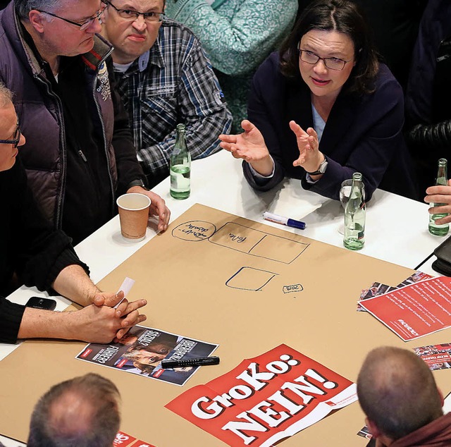 Die designierte SPD-Chefin Andrea Nahl... Genossen ber die Zukunft der Partei.  | Foto: dpa