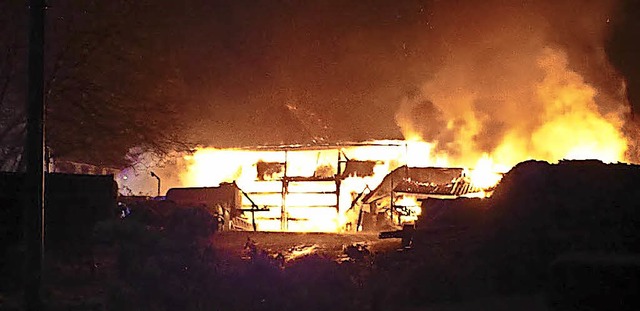 In der Nacht auf Sonntag meldeten die ...s das Feuer auf Wohnhuser bergriff.   | Foto: Vera winter