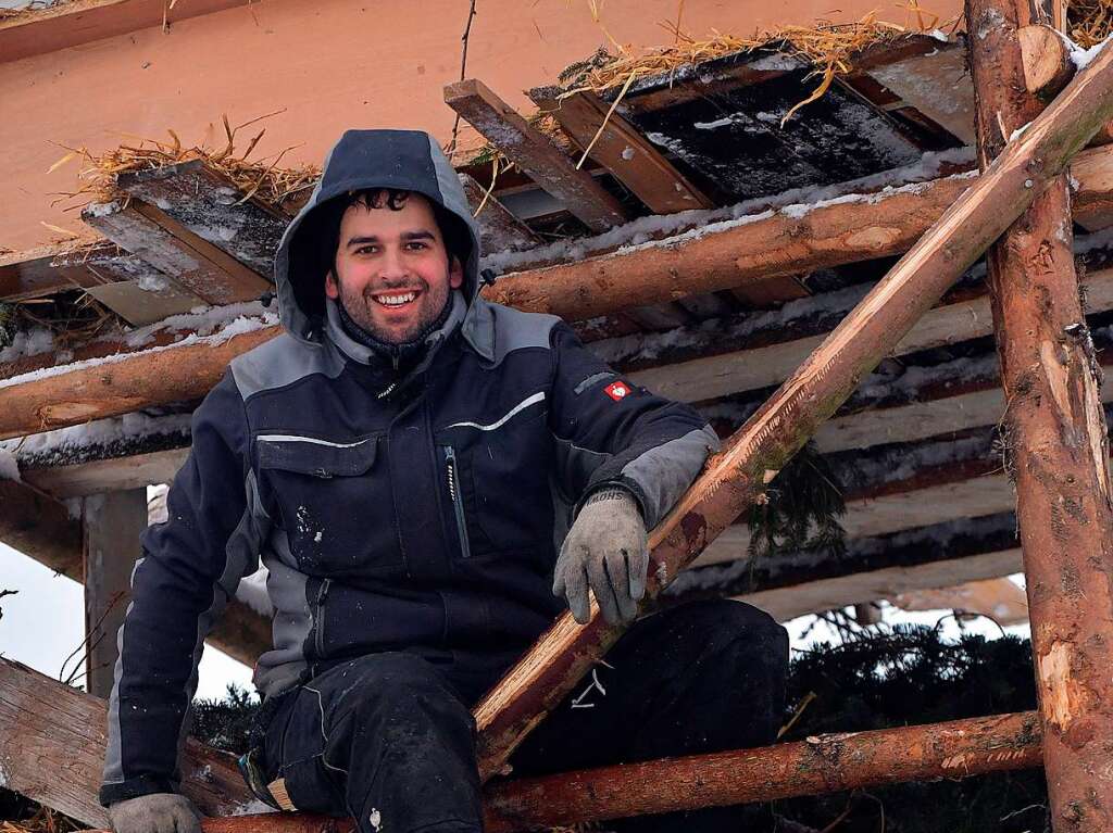 Holzschlag: Eisiger Wind fr die Helfer.