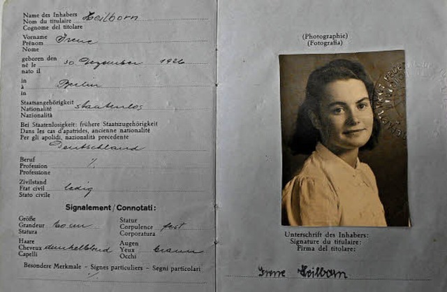 Die Jdin Irene Heilborn war gemeinsam...eis zur Flucht in die Schweiz verhalf.  | Foto: Tromm