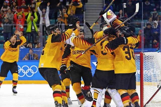 Deutsches Eishockey-Team im Olympia-Finale