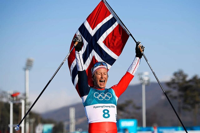Mit ihrem Erfolg ber 30 Kilometer kr...pionikin bei Winterspielen berhaupt.   | Foto: dpa