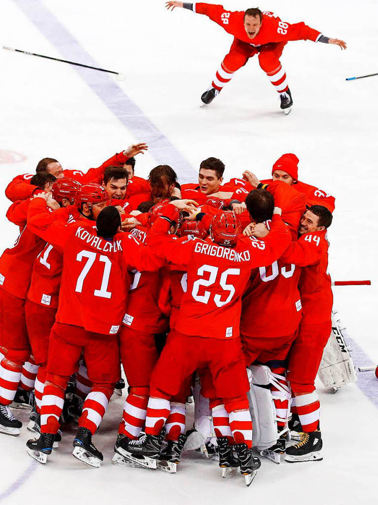 Eishockey-Endspiel zwischen Russland und Deutschland in in Pyeongchang.