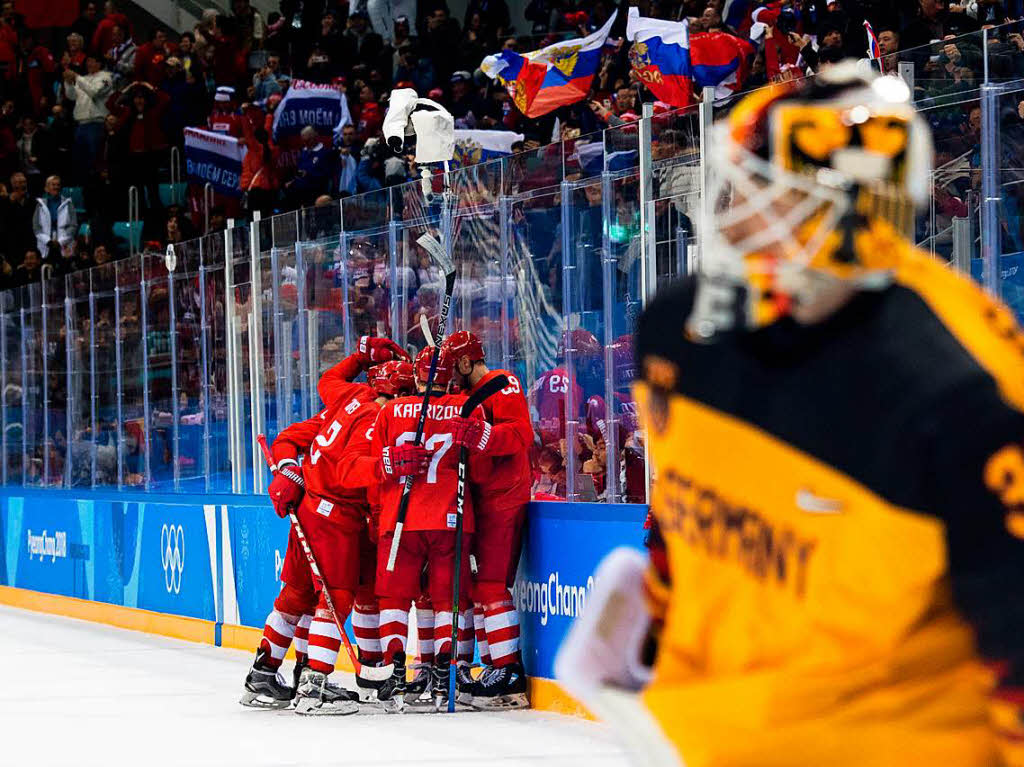 Eishockey-Endspiel zwischen Russland und Deutschland in in Pyeongchang.