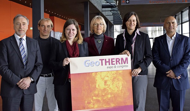Werben fr die Geotherm (von links): D...ch Hahne (Herrenknecht Vertical GmbH)   | Foto: Julia trauden
