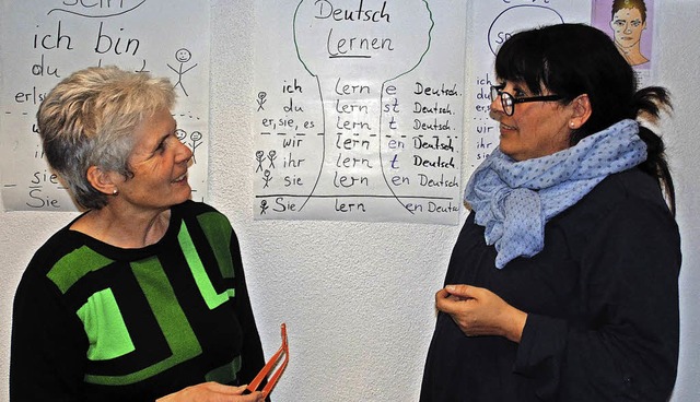 Martina Matt (links)  und Antje Maurer...Flchtlingsunterkunft in Laufenburg.    | Foto: Michael Gottstein