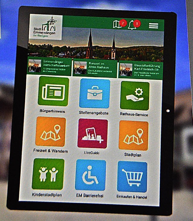 Die Emmendinger CityApp kann auf Smartphones heruntergeladen kostenlos werden.  | Foto: Walser