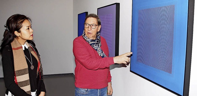 Jrgen Messmer und seine Frau Lea Qin ... der Galerie M der Kunsthalle Riegel.   | Foto: Michael Haberer