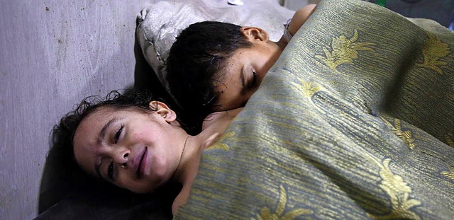 Verletzte Kinder in einem Krankenhaus in Ost-Ghuta  | Foto: AFP