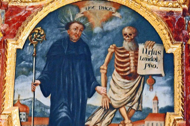 Der Heilige und das Skelett &#8211; Lnettbild in der Dorfkirche in Schlatt  | Foto: Karl Braun