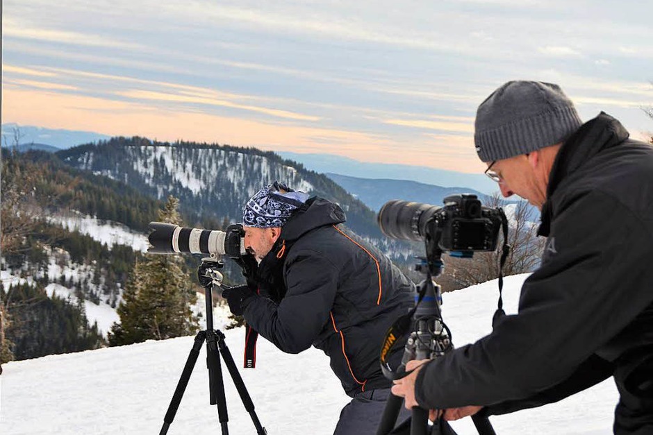 Zwischen Sonnenuntergang und Alpensicht: Beim jüngsten "Fotospaziergang auf dem Feldberg" machten sich neun Hobbyfotografen am späten Nachmittag auf den Weg zum Seebuck, darunter auch BZ-Redakteurin Kathrin Blum. (Foto: Kathrin Blum) Zwischen Sonnenuntergang und Alpensicht: Beim jüngsten "Fotospaziergang auf dem Feldberg" machten sich neun Hobbyfotografen am späten Nachmittag auf den Weg zum Seebuck, darunter auch BZ-Redakteurin Kathrin Blum. (Foto: Kathrin Blum)