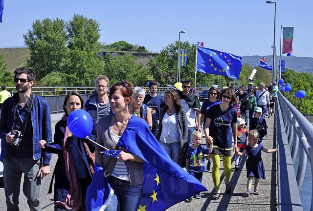 Im vergangenen Jahr gab es in Breisach... fr ein vereintes und starkes Europa.  | Foto: Archiv: Kai Kricheldorff