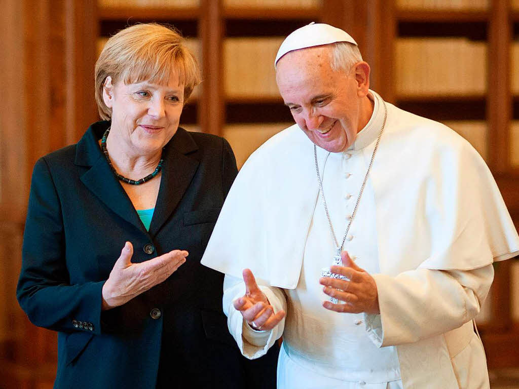 Der Papst mit Bundeskanzlerin Angela Merkel